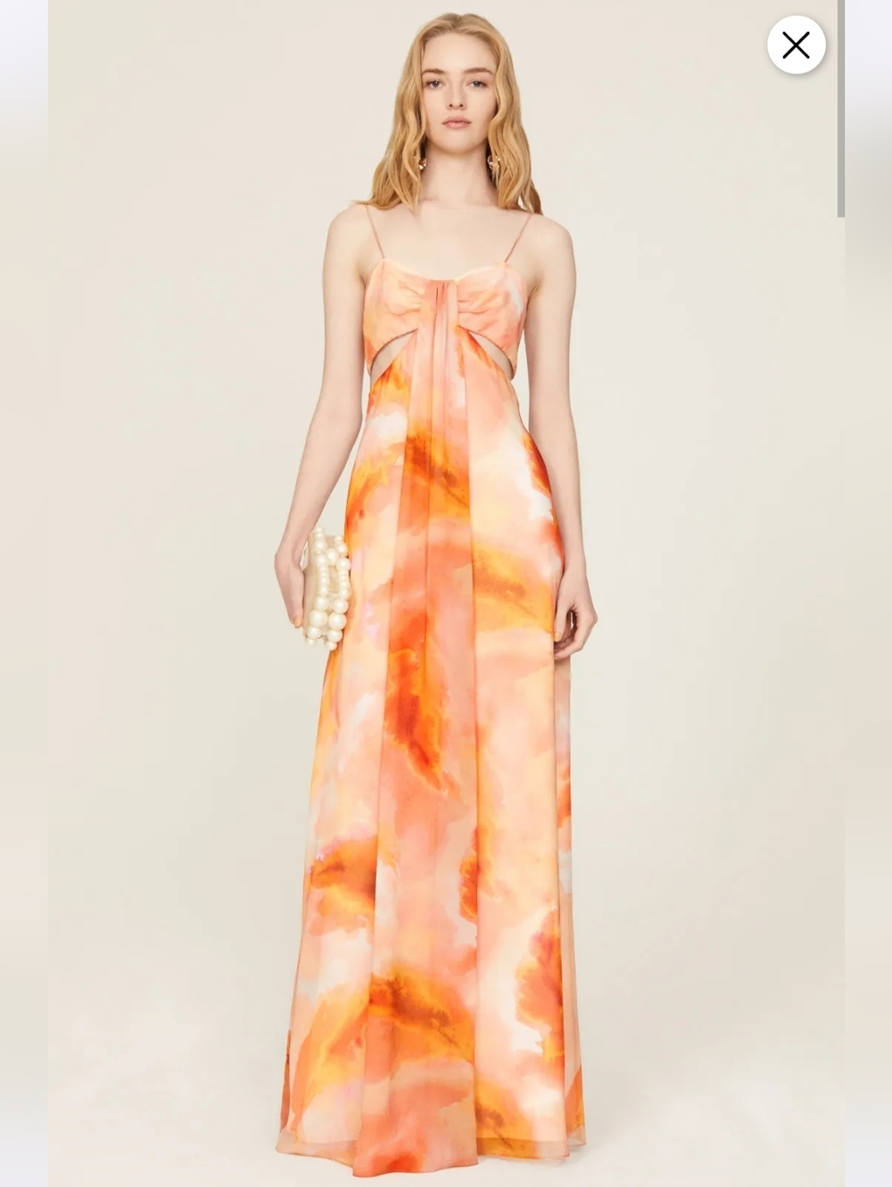 Aidan AIDAN MATTOX Orange Tie Dye Gown Size 14